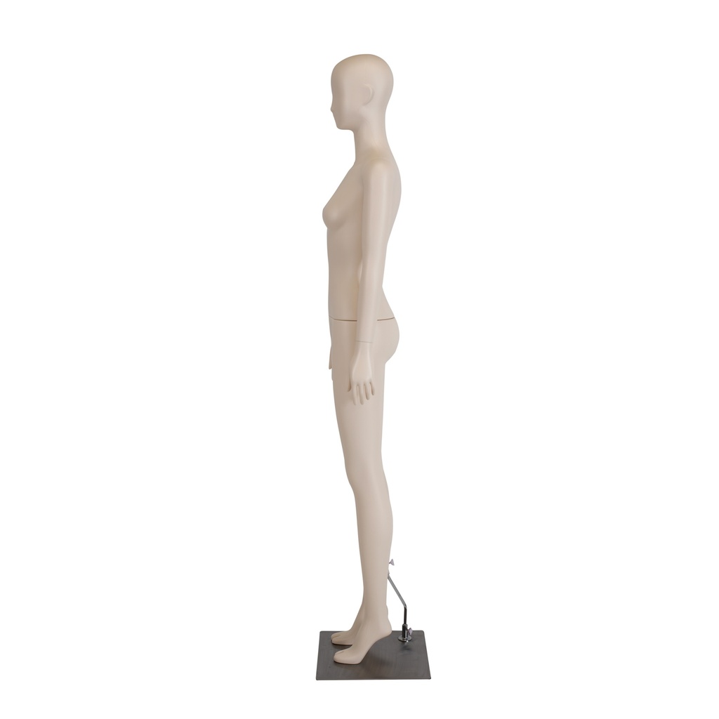 BINK - Mannequin femme, couleur chair clair nude mat, plastique, socle en métal et pin de mollet