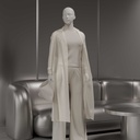 Dames paspop met grote maat, semi-abstract hoofd, confectiemaat 44EU, wit mat, staande pose 03