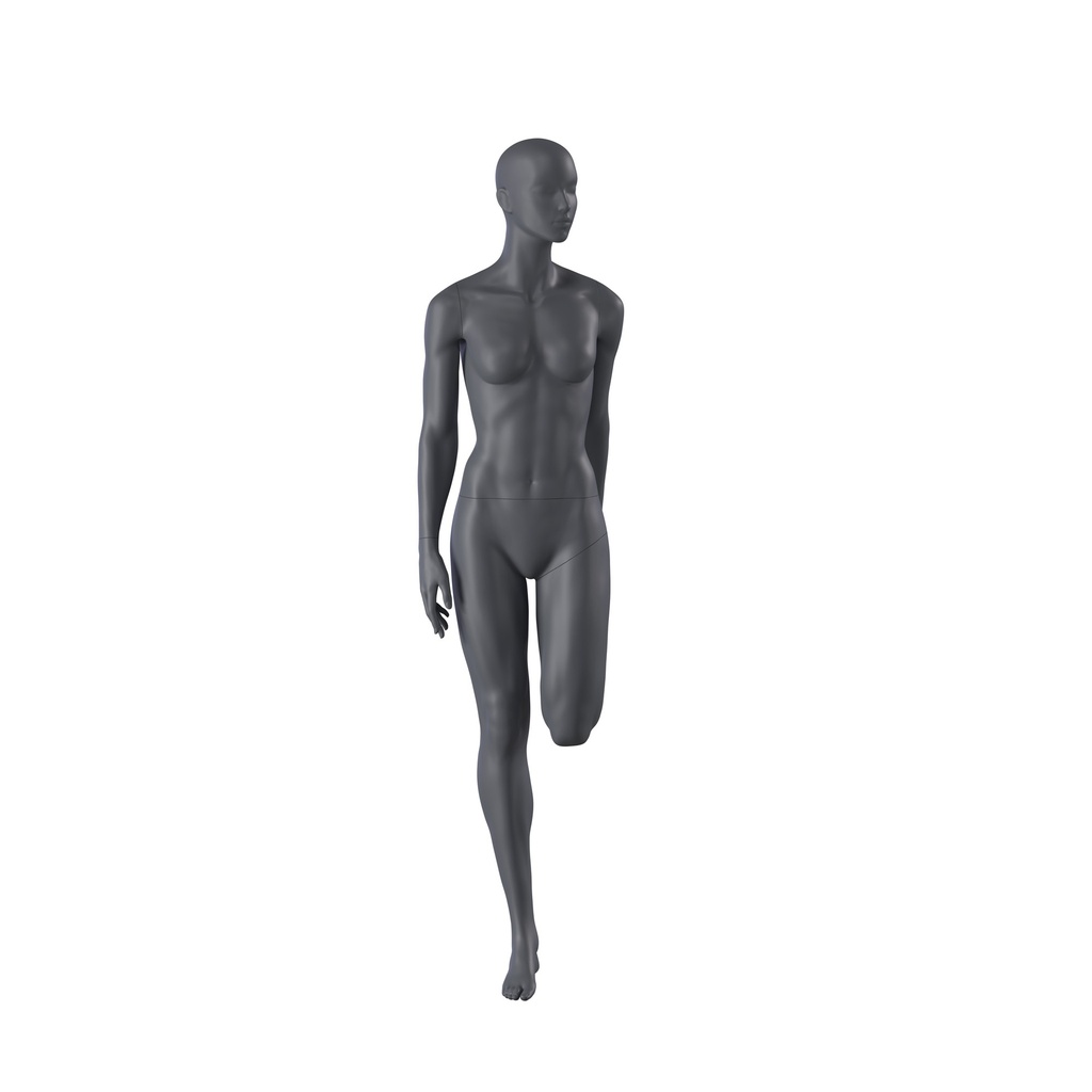 BINK - Maniquí de deporte yoga, mujer, gris grafito, cabeza estilizada, postura de pie 03