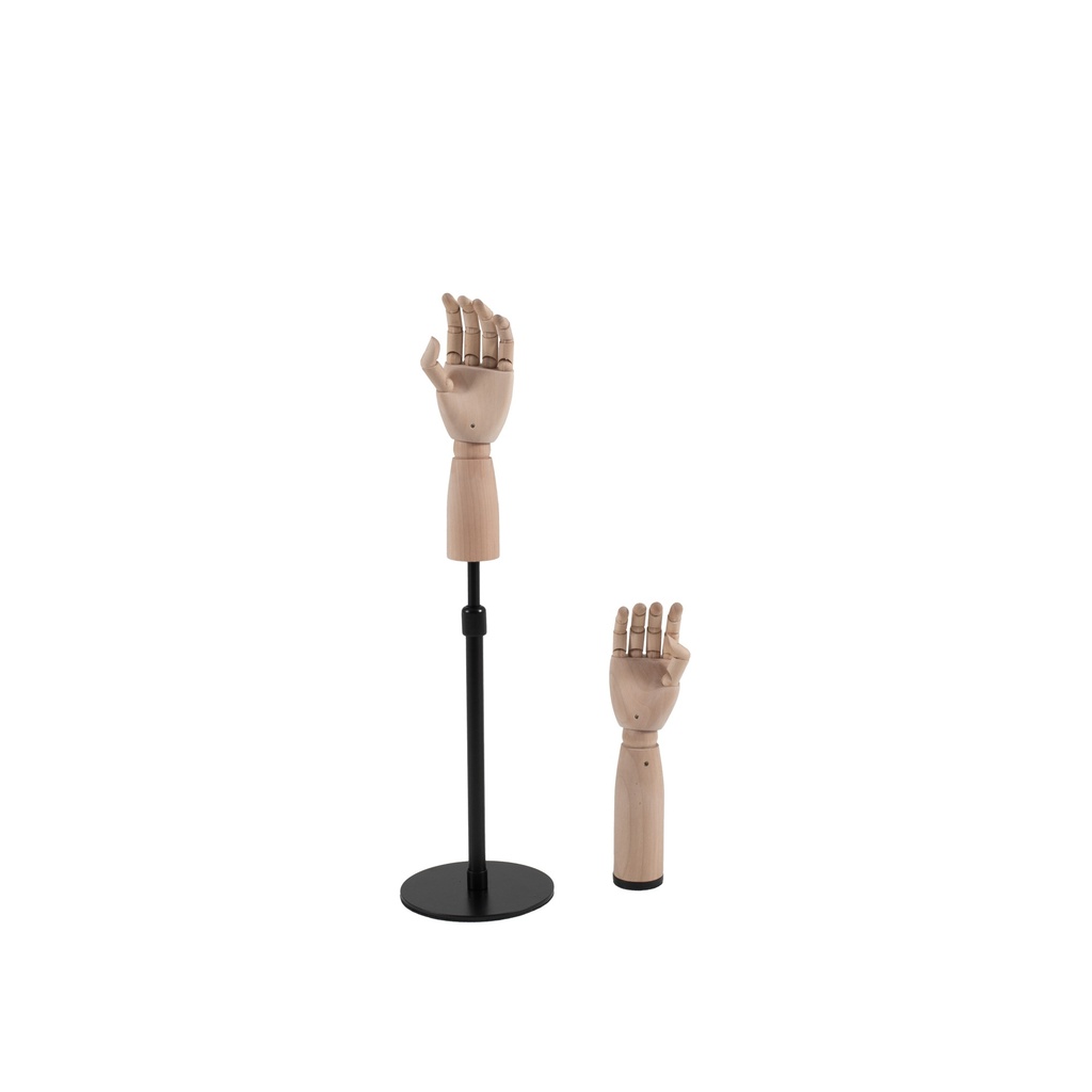 Duo displayhandenkind 8Y: rechterhand met basis, linkerhand met staander met verstelbare hoogte.