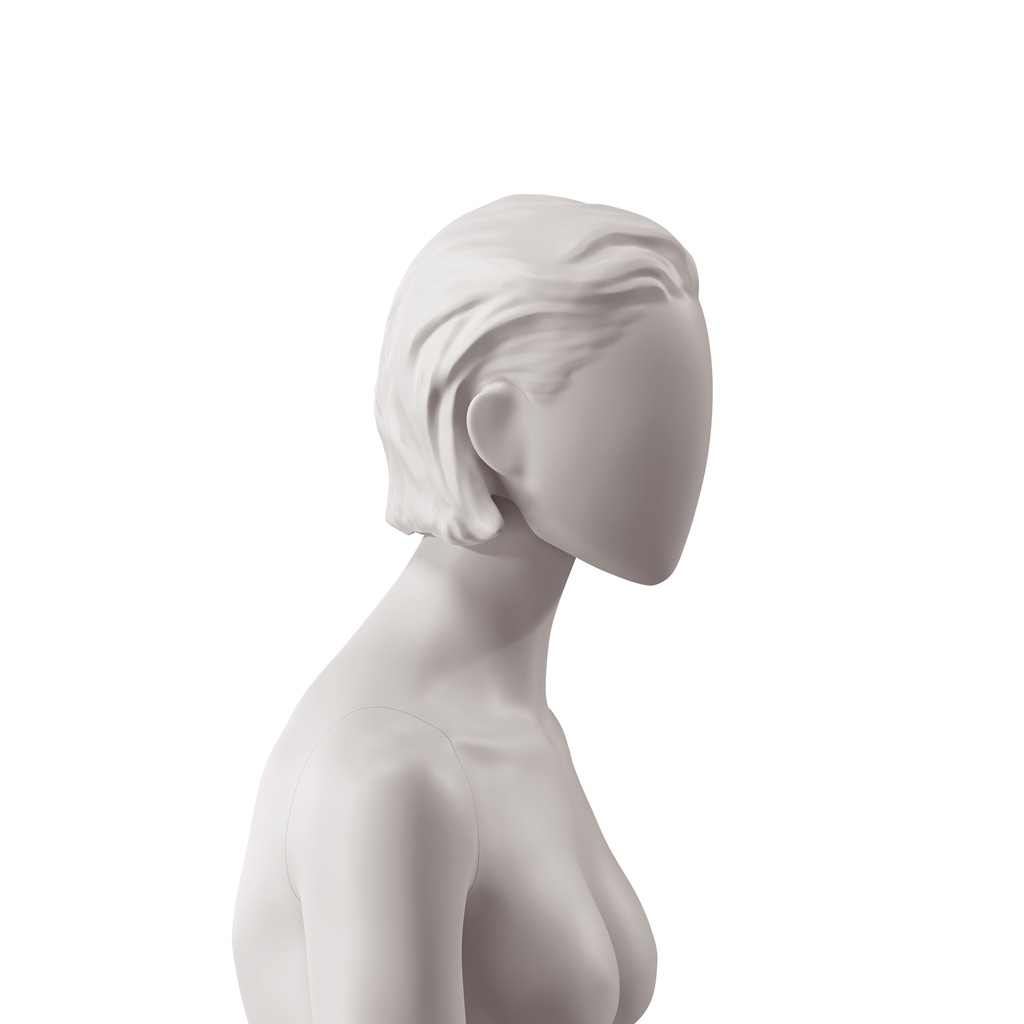 BINK - Abstract woman's head with stylised hair slicked back, light grey colour