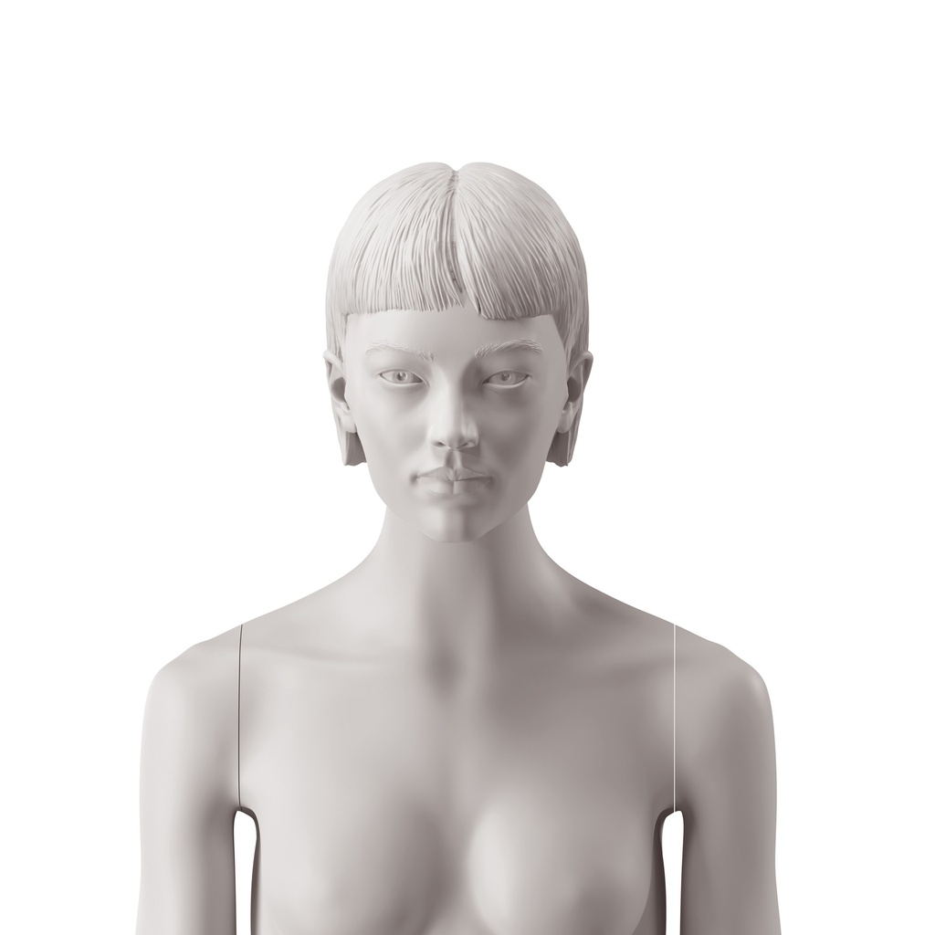 BINK - Asian woman's head with stylised hair, light grey colour