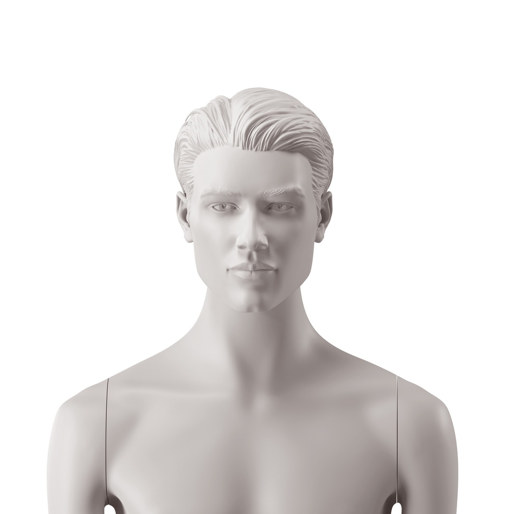 BINK - Tête d'homme aux cheveux stylisés, coleur gris clair