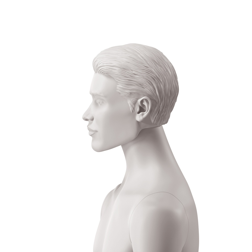 BINK - Tête d'homme aux cheveux stylisés, coleur gris clair