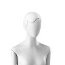 Abstract dameshoofd met gestileerd haar, lage staart retro, kleur wit