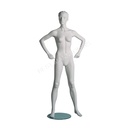 Maniquí femenino de escaparate, cabello esculpido, todo deporte