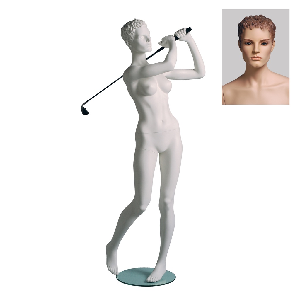 BINK - Maniquí femenino de escaparate, cabello esculpido, todo deporte
