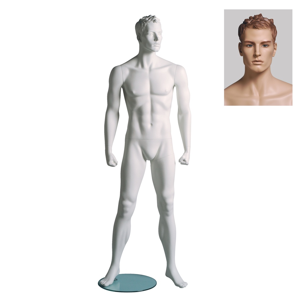 BINK - Maniquí masculino de escaparate cabello esculpido, todo deporte
