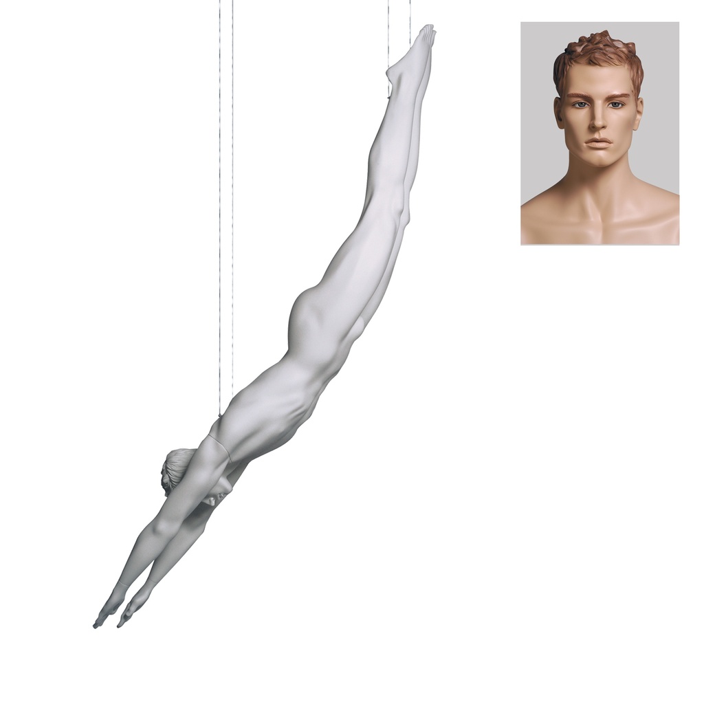 BINK - Maniquí masculino de escaparate cabello esculpido, todo deporte