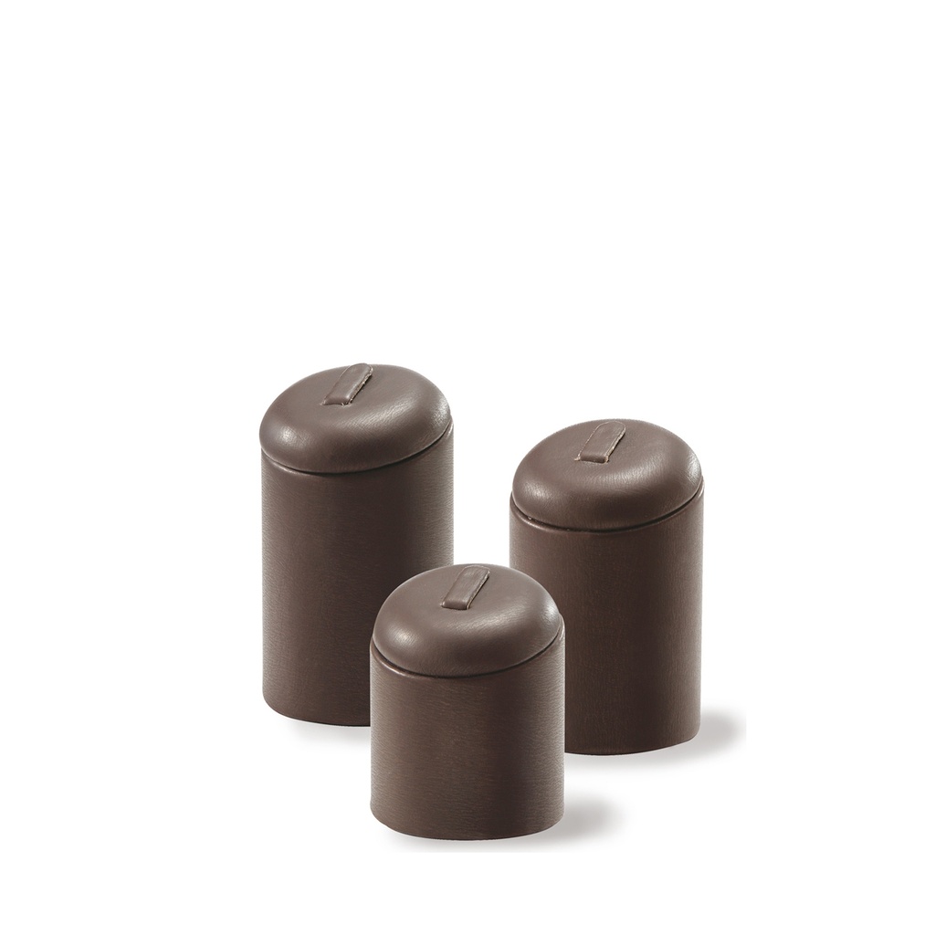 Soportes para anillos, 3 piezas, piel sintética marrón chocolate