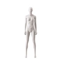 Damen Schaufensterpuppe, mit semi-abstraktem Kopf, runde Glasplatte, soft clay matt, Pose 005