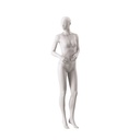 Maniquí básico de mujer para escaparate, cabeza semiabstracta, base redonda de vidrio templado, arcilla blanda mate, postura 006