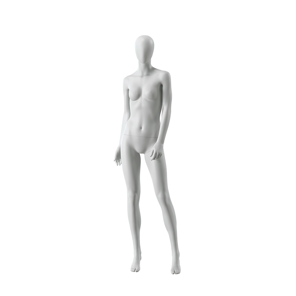 BINK - Abstrakte graue Damen-Schaufensterpuppen, mit abstraktem Kopf, Glasfußplatte, Pose F003