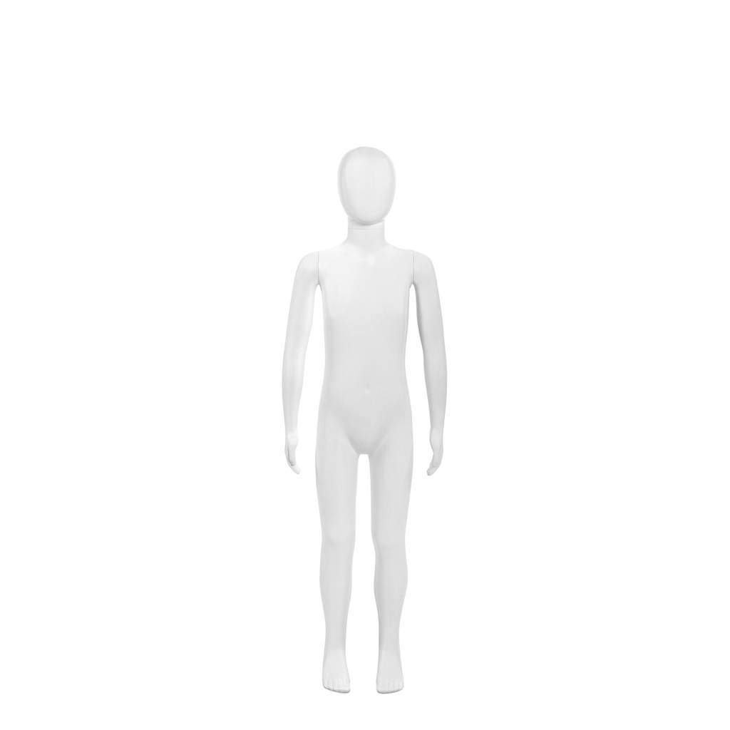 BINK - Mannequin enfant incassable, 7-8 ans, tête abstraite, mannequin recyclable en plastique ABS, blanc mat, pose 2