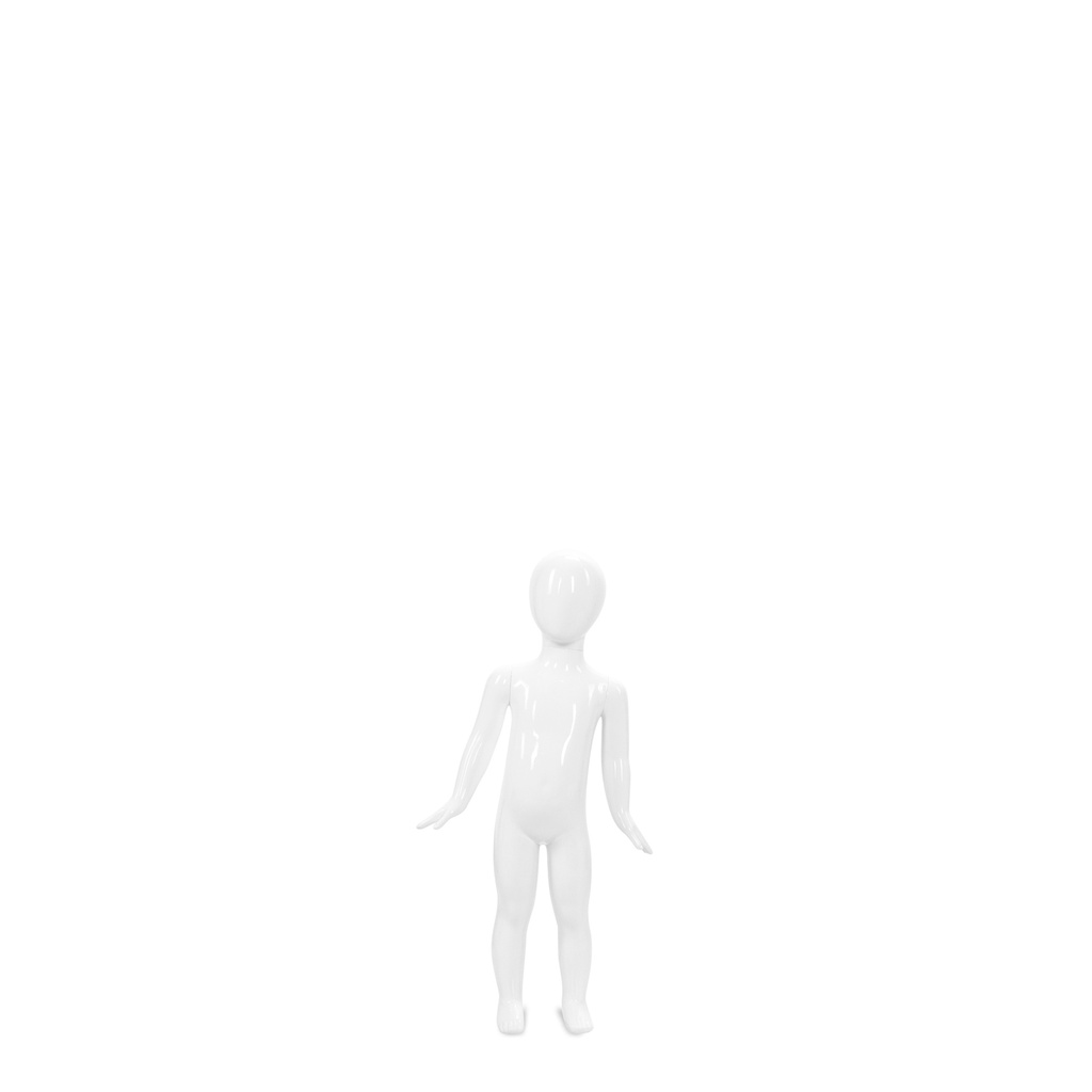 BINK - Onbreekbare kinder mannequin, 1 jaar, abstract hoofd, recycleerbare mannequin uit ABS plastic, glanzend wit, pose 4