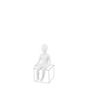 Onbreekbare kinder mannequin, 4 jaar, abstract hoofd, recycleerbare mannequin uit ABS plastic, glanzend wit, pose 8
