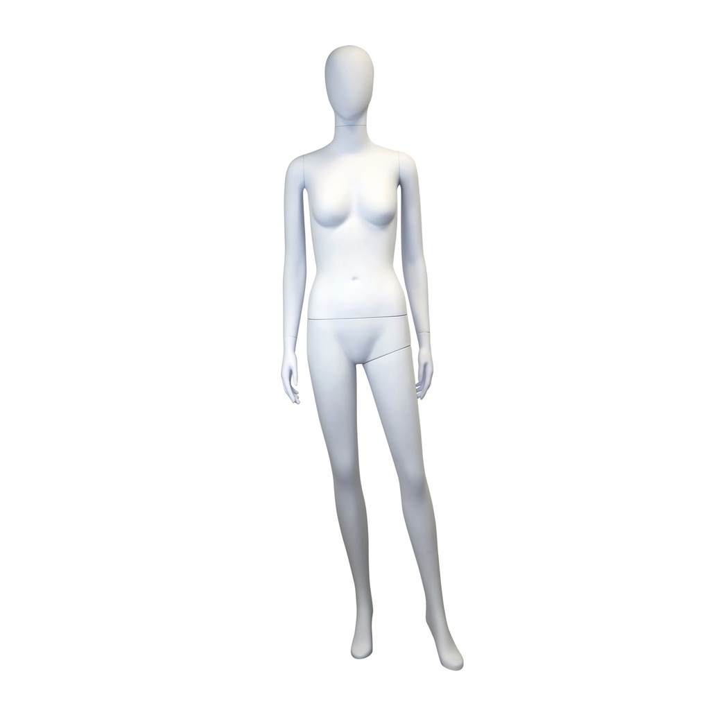 BINK - Maniquí de dama irrompible, cabeza abstracta, maniquí reciclable de plástico ABS, blanco mate, postura 19