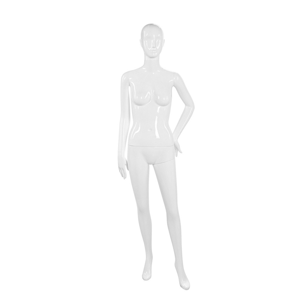 BINK - Onbreekbare dames mannequin, semi-abstract hoofd, recycleerbare mannequin uit ABS plastic, glanzend wit, pose 20