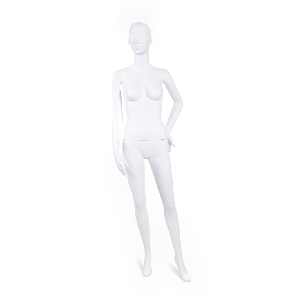 BINK - Onbreekbare dames mannequin, semi-abstract hoofd, recycleerbare mannequin uit ABS plastic, wit mat, pose 20