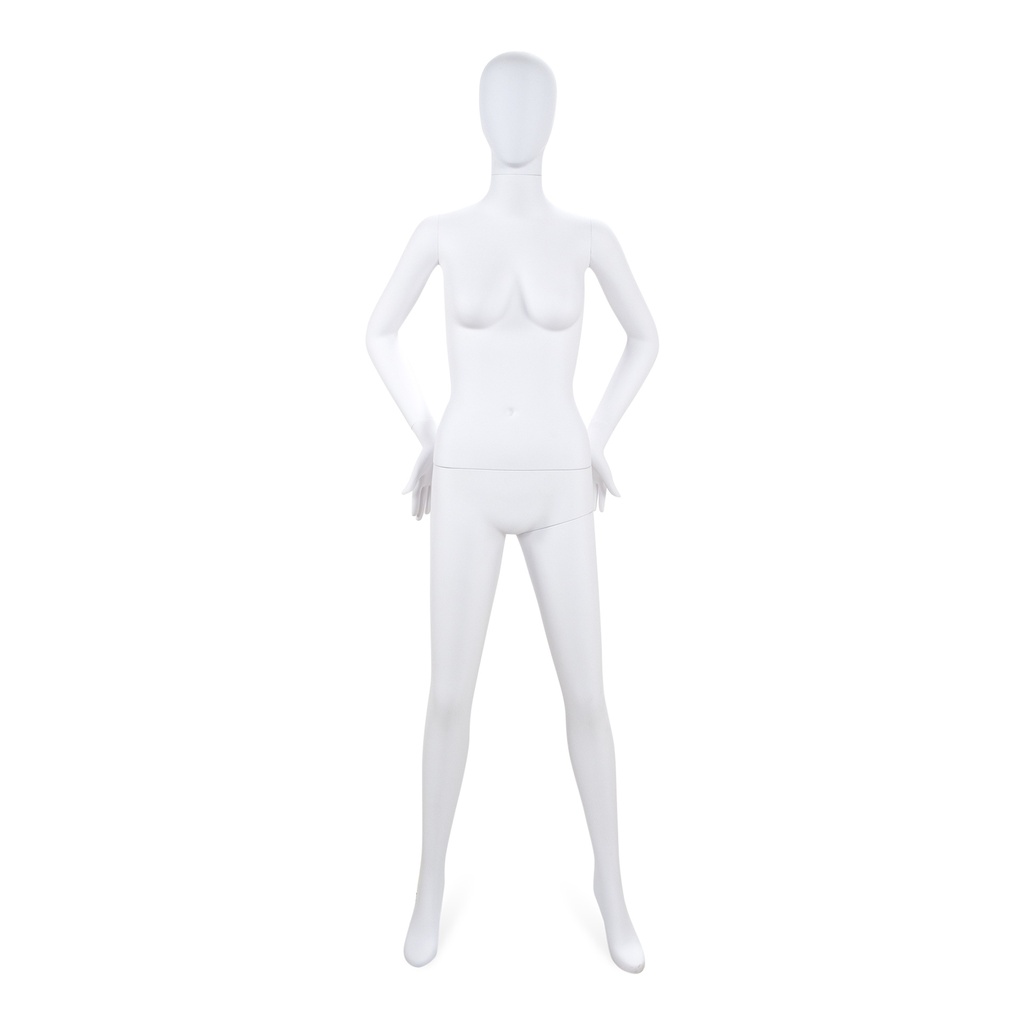 BINK - Mannequin femme incassable, tête abstraite, mannequin recyclable en plastique ABS, blanc mat, pose 23