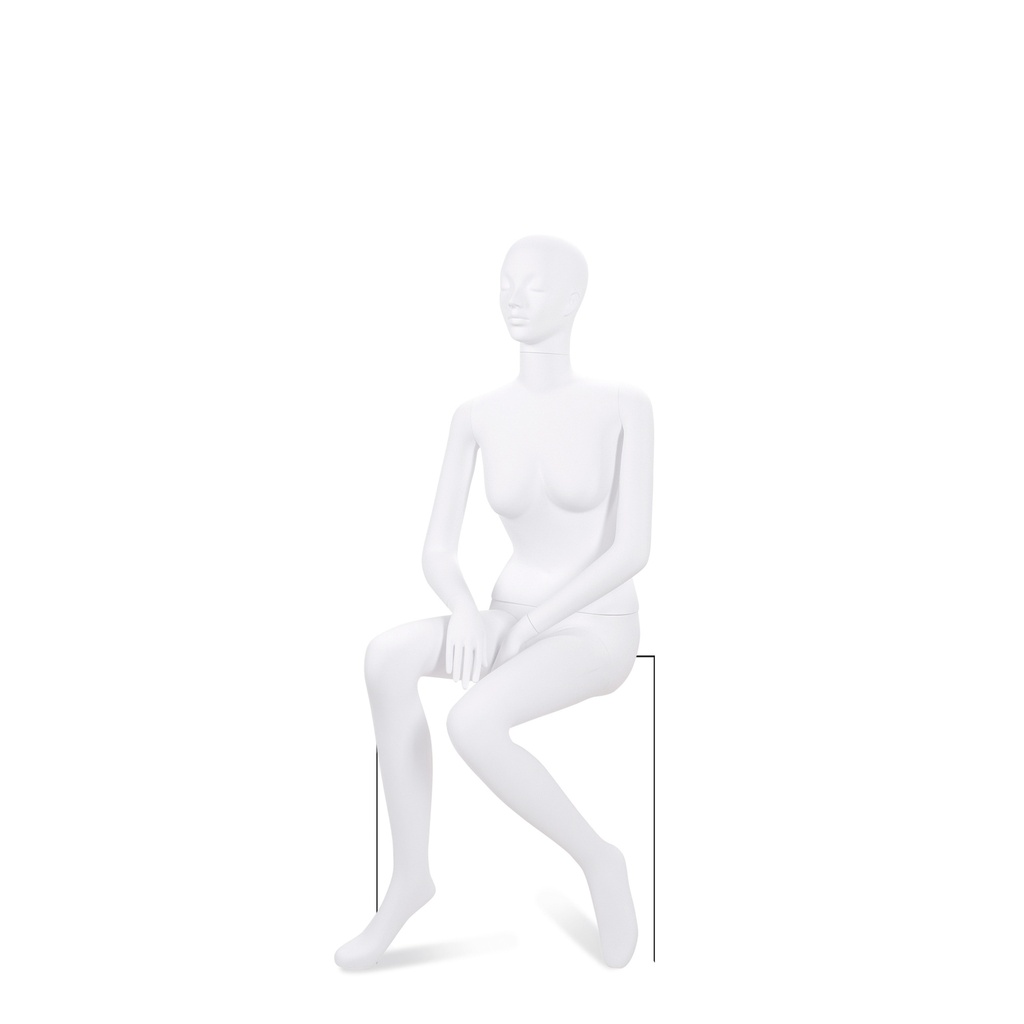 BINK - Unbreakable female mannequin, semi-abstract head, recyclable mannequin made from ABS plastic, matte white, pose 30