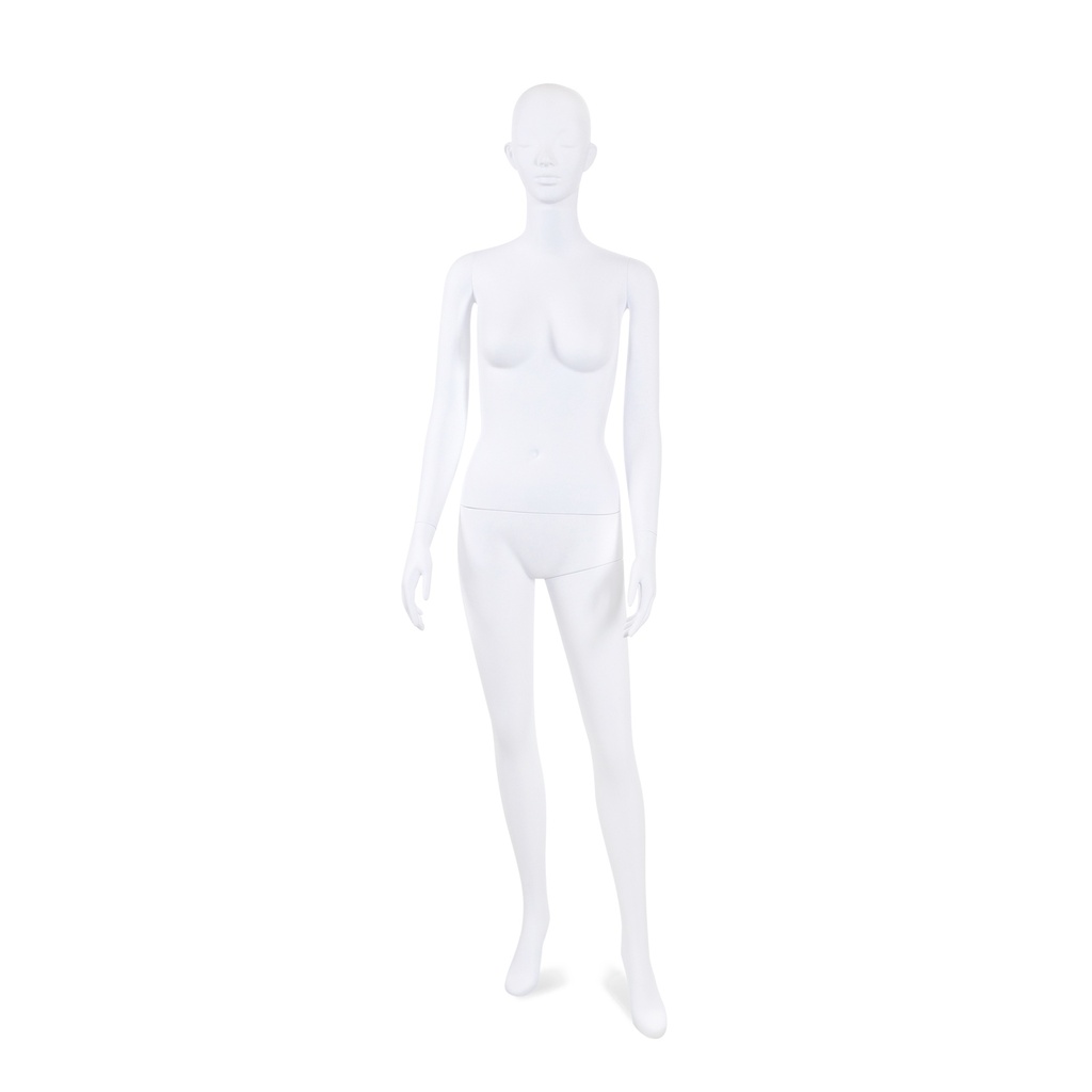 BINK - Onbreekbare dames mannequin, semi-abstract hoofd, recycleerbare mannequin uit ABS plastic, wit mat, pose 42