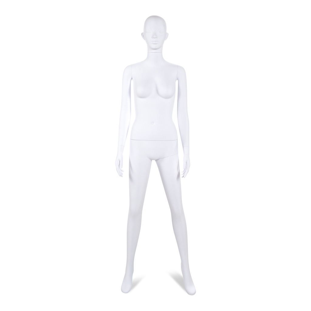 BINK - Unbreakable female mannequin, semi-abstract head, recyclable mannequin made from ABS plastic, matte white, pose 43
