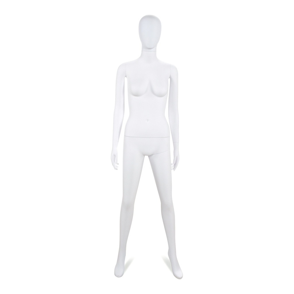 BINK - Onbreekbare dames mannequin, abstract hoofd, recycleerbare mannequin uit ABS plastic, wit mat, pose 43