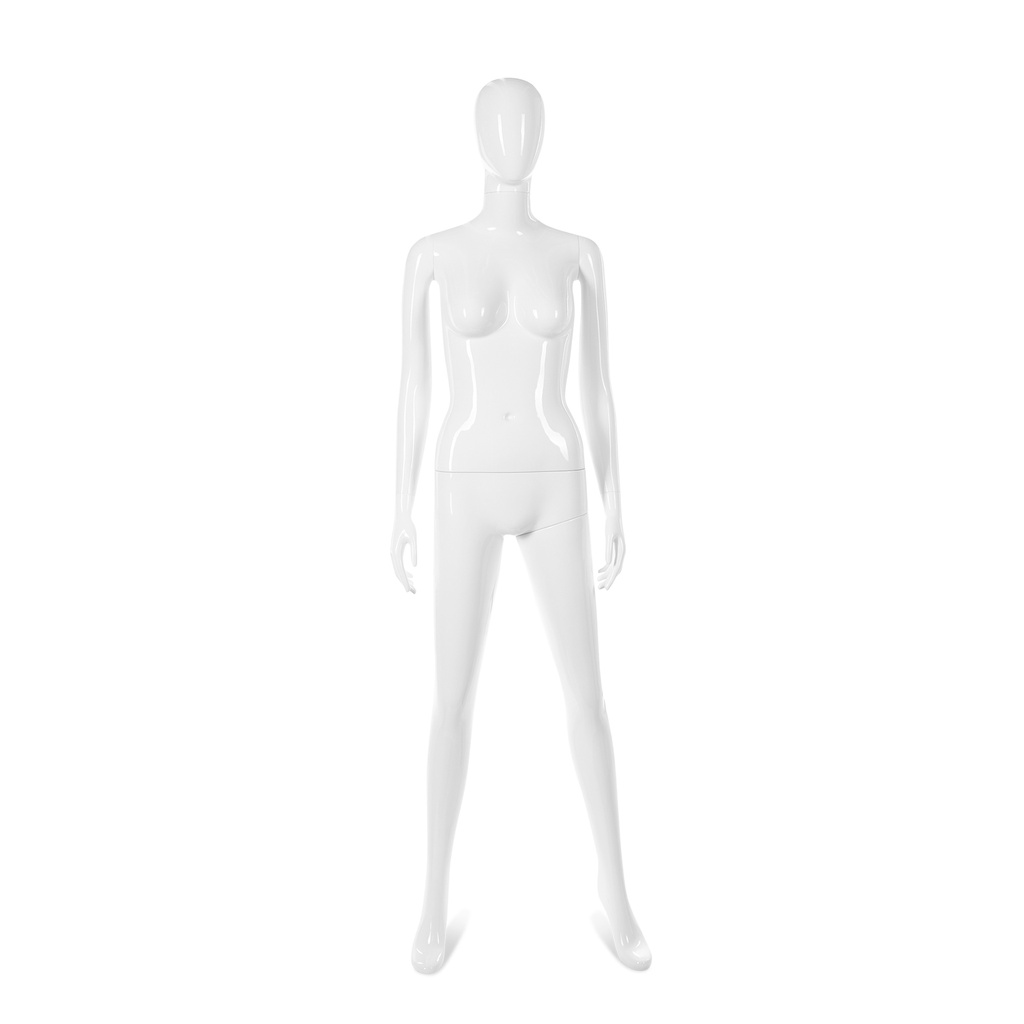 BINK - Onbreekbare dames mannequin, abstract hoofd, recycleerbare mannequin uit ABS plastic, glanzend wit, pose 43
