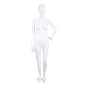 Mannequin femma incassable, tête semi-abstraite, mannequin recyclable en plastique ABS, blanc mat, pose 44