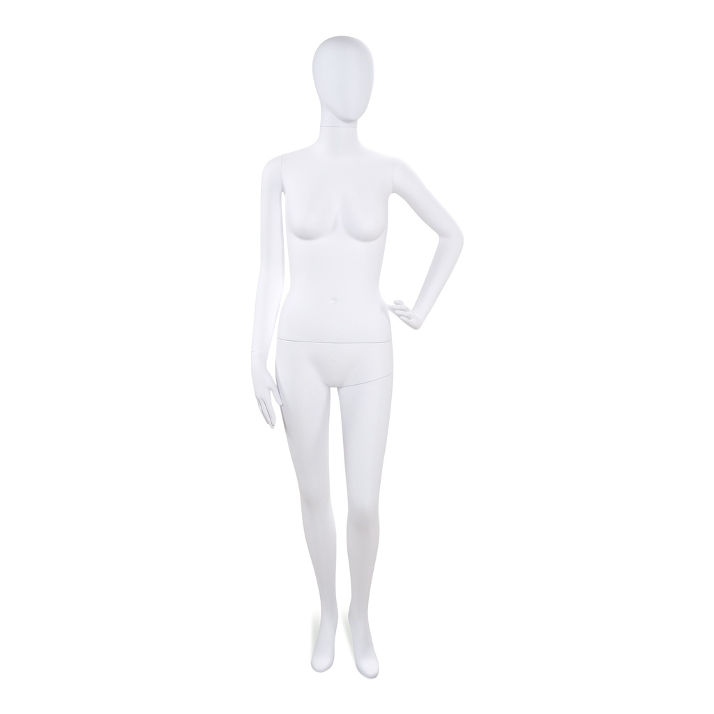 BINK - Mannequin femme incassable, tête abstraite, mannequin recyclable en plastique ABS, blanc mat, pose 44