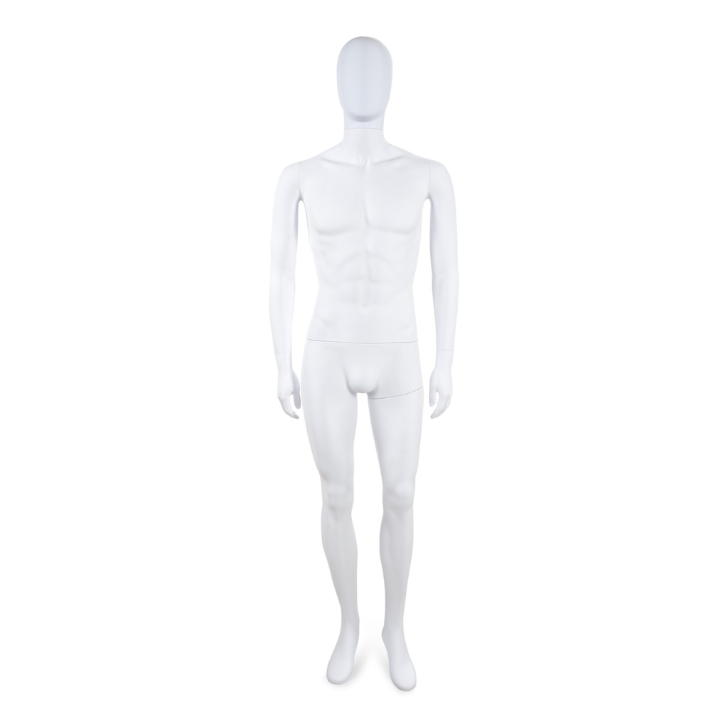 BINK - Onbreekbare heren mannequin, abstract hoofd, recycleerbare mannequin uit ABS plastic, wit mat, pose 05