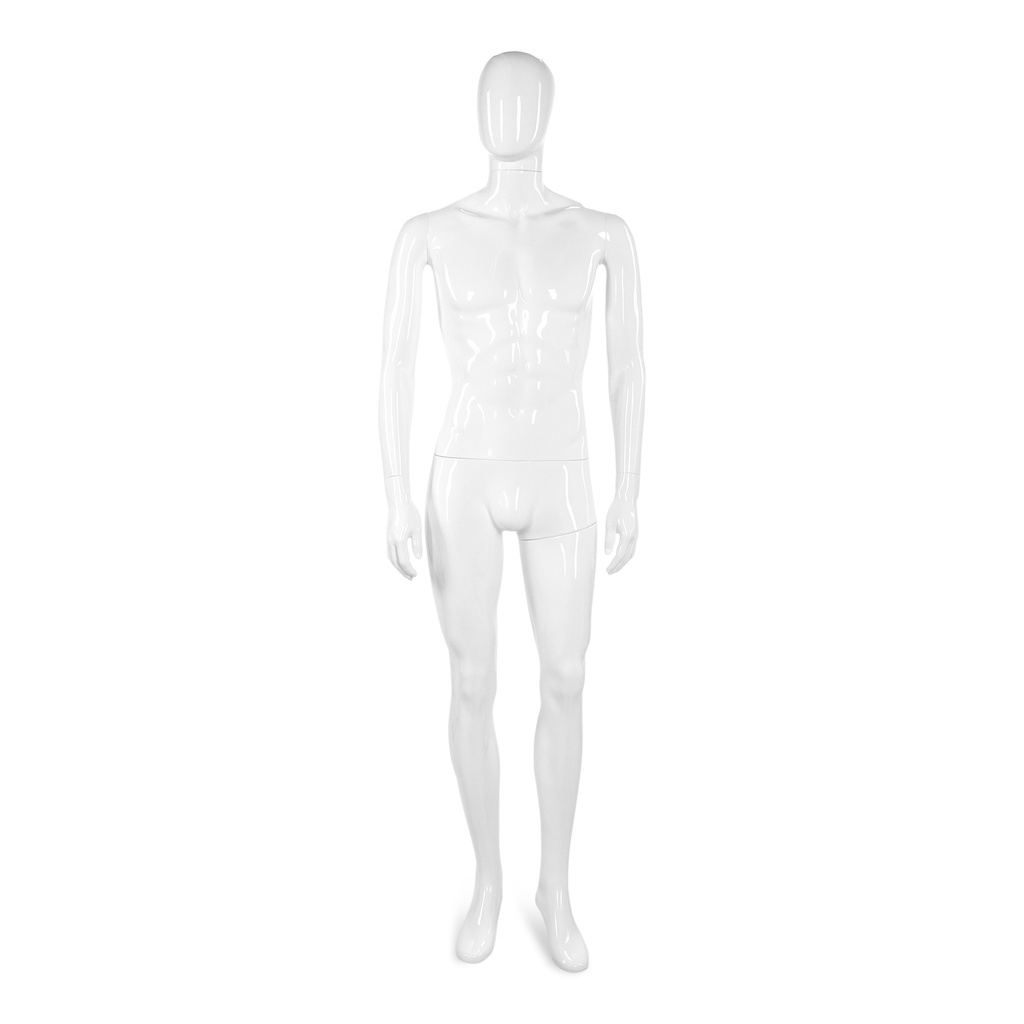 BINK - Unbreakable men's mannequin, abstract head, recyclable mannequin made of ABS plastic, glossy white, pose 05