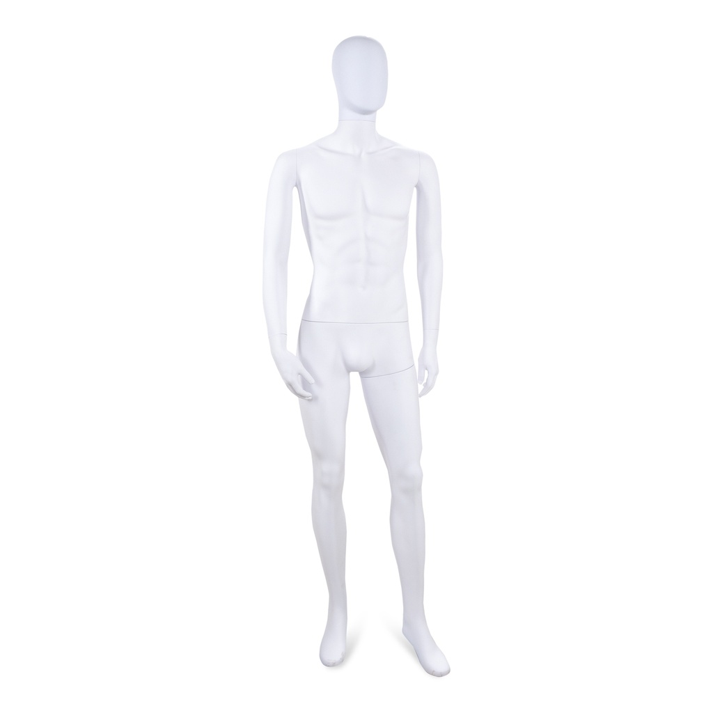 BINK - Mannequin homme incassable, tête abstraite, mannequin recyclable en plastique ABS, blanc mat, pose 08