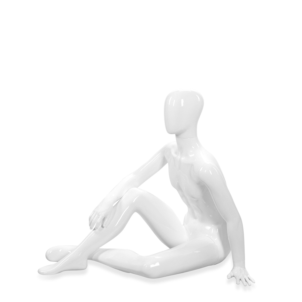 BINK - Mannequin homme incassable, tête abstraite, mannequin recyclable en plastique ABS, blanc brillant, pose 13