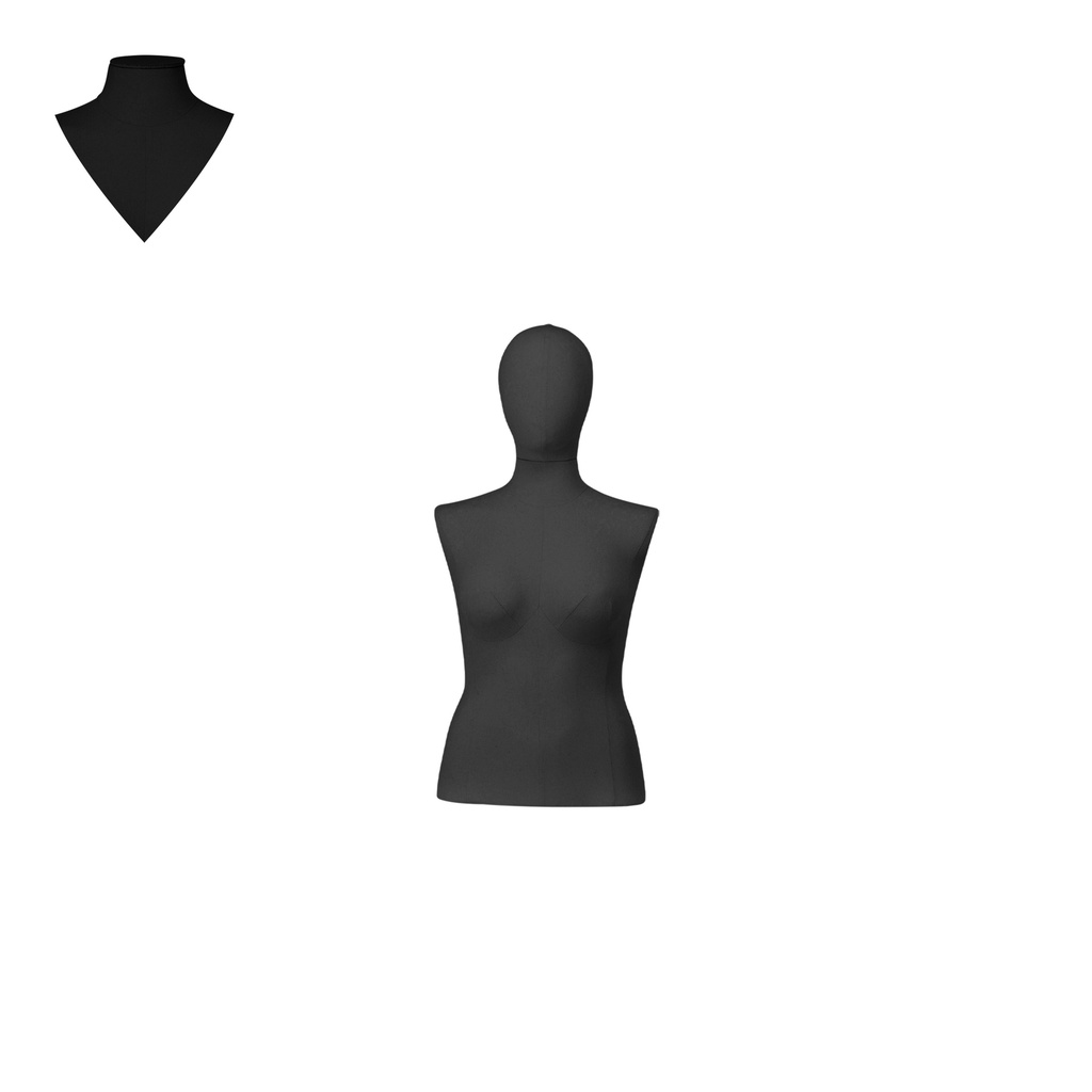 BINK - Volslanke damesbuste couture tot onder taille, maat 40-42, overtrokken met zwarte stof, afneembaar hoofd