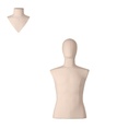 Herenbuste couture tot onder taille, maat M-L, overtrokken met ecru stof, afneembaar hoofd