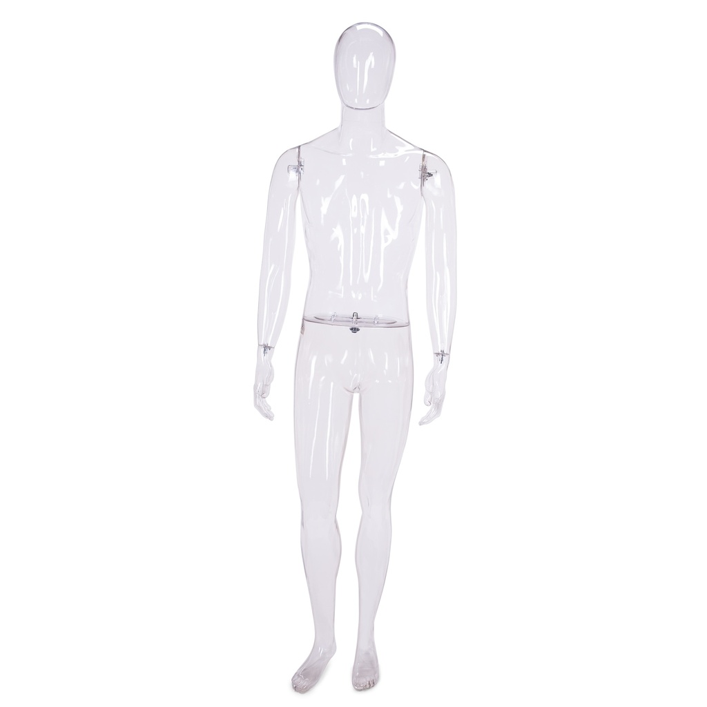 Maniquí masculino de escaparate, crystal, egg cabeza