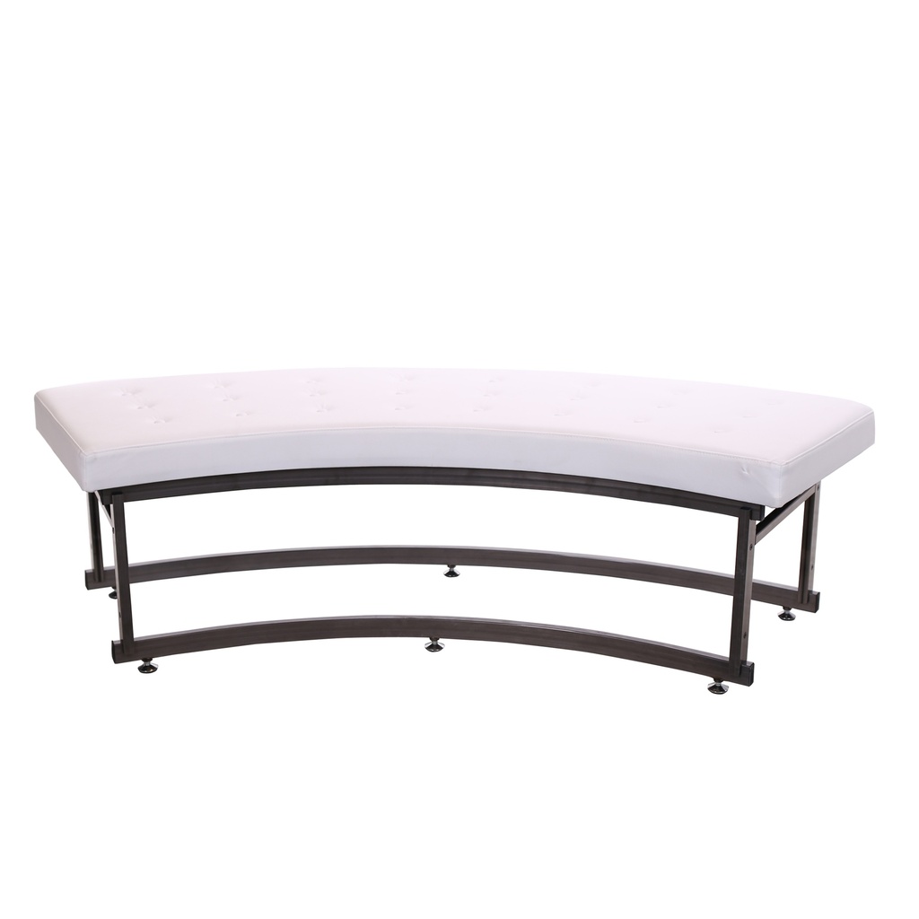 BINK - Curved bench, chromed frame, seat ecru imitation leather