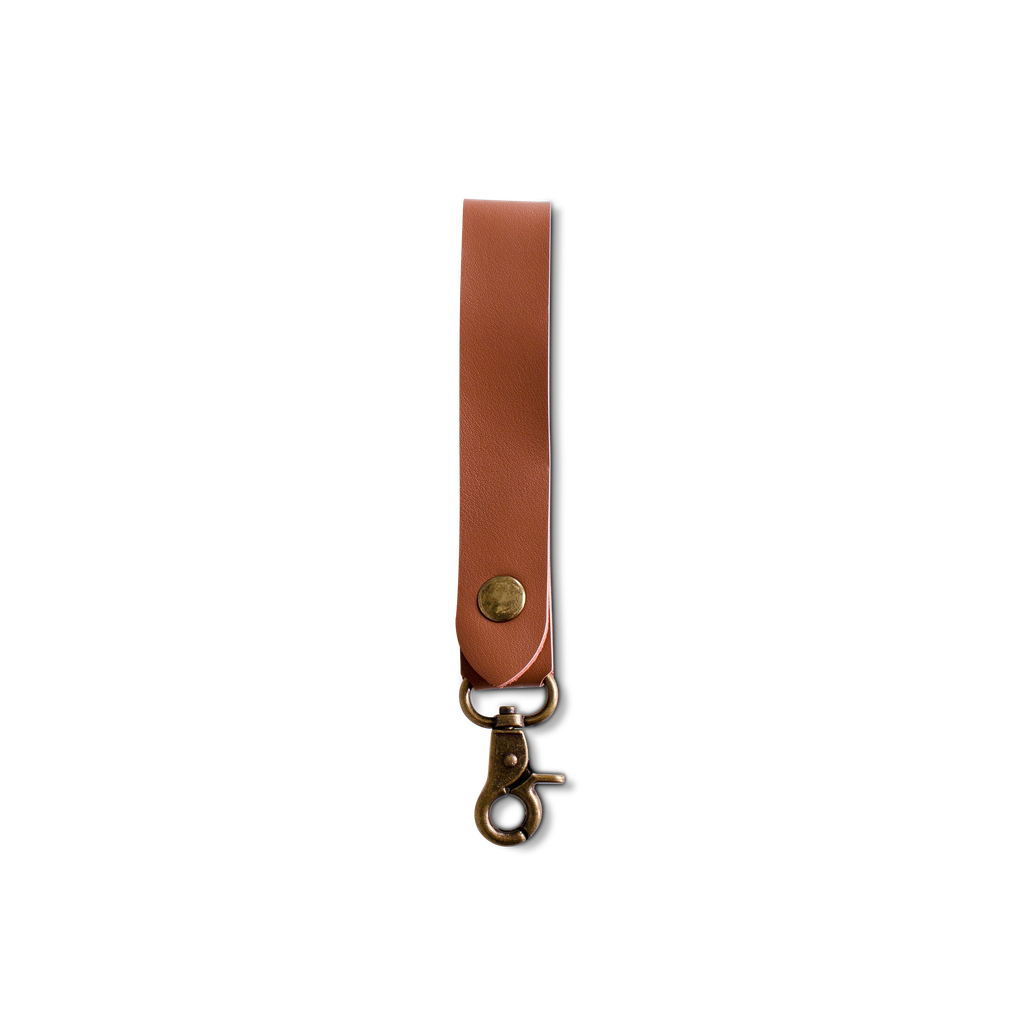 BINK - Brown leather hangloop with press button and clip - box of 10 pcs
