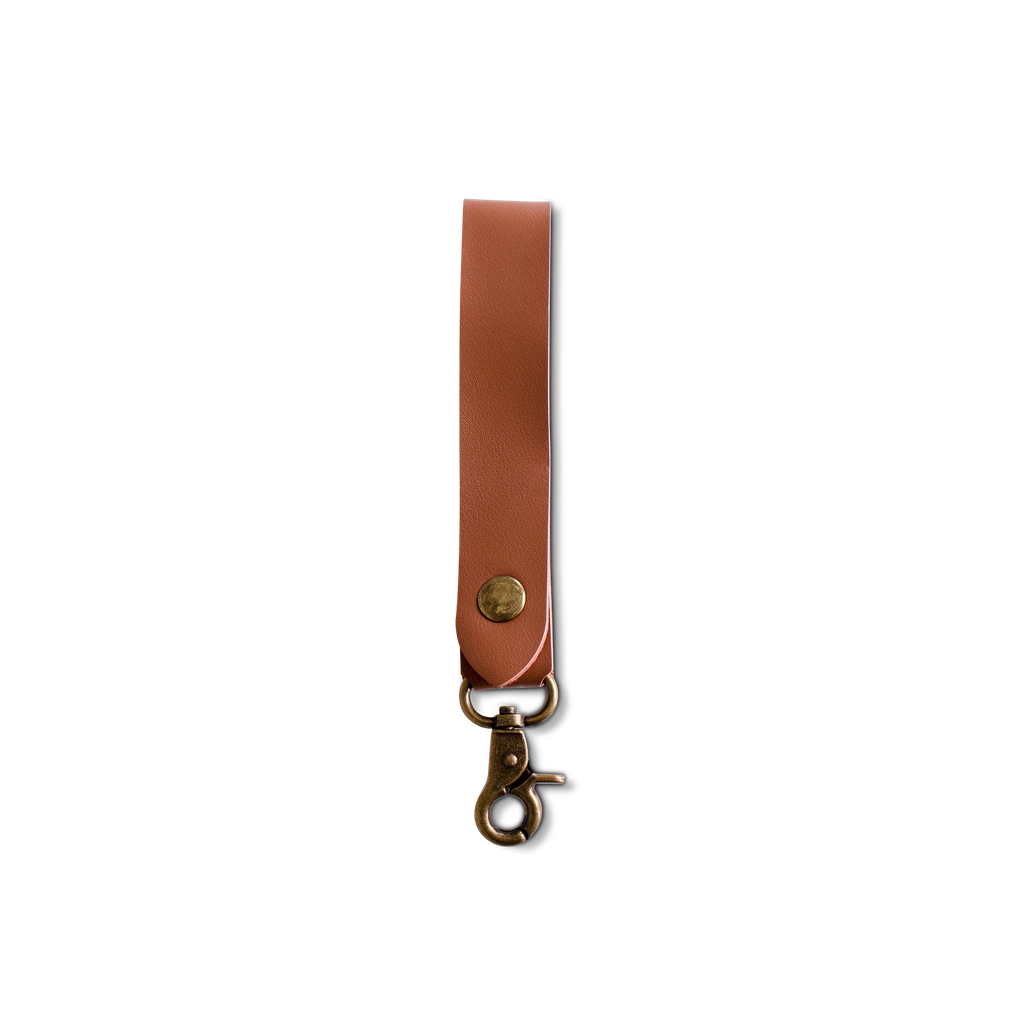 BINK - brown leather hangloop with press button and clip - 10 Stück