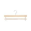 Kledinghanger voor broeken, lotushout naturel gelakt, 36 cm breedte, matte haak - doos van 100 stuks