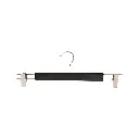 Cintre noir avec pinces, bois de Lotus, vernis transparant mat, 38 cm, crochet mat - carton de 100 pcs