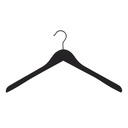 Percha negra de tacto suave para blazer, 3 cm de ancho de hombros, 44 cm de ancho, gancho negro - caja de 50 unidades.