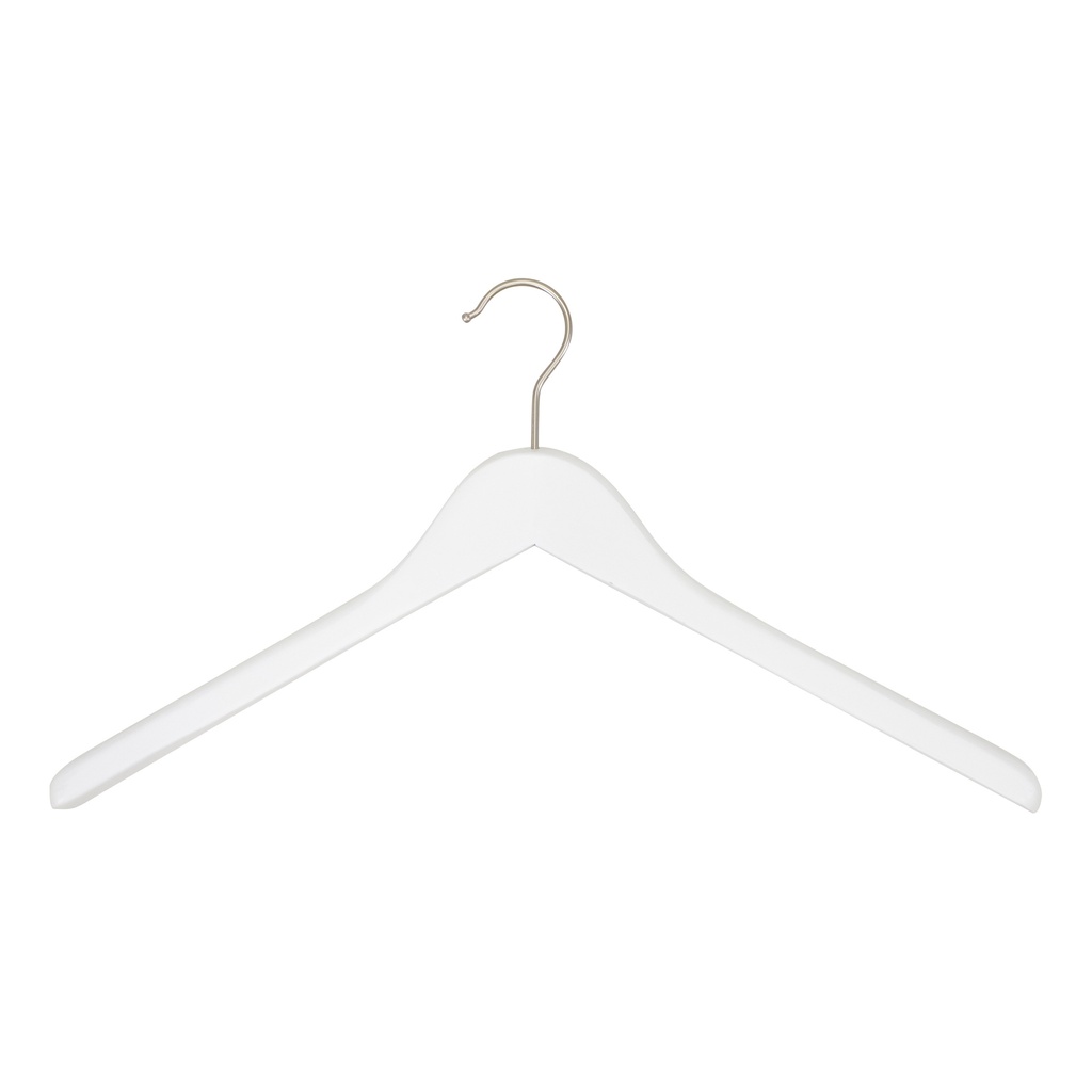 BINK - Percha de ropa, lotus madera, gancho níquel, blanco mate - caja de 50 uds.