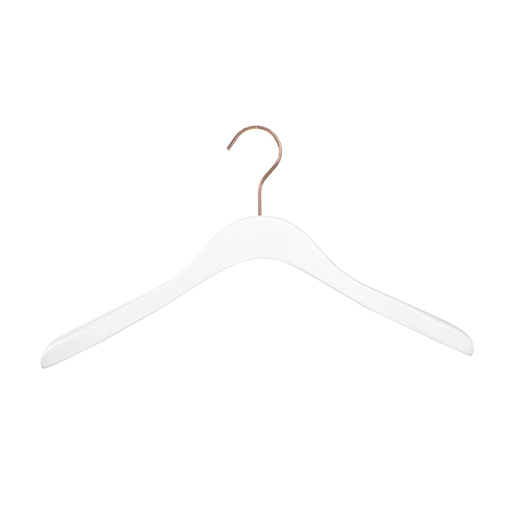 BINK - Clothing hanger,wood 41cm white with rosegold hook - Box mit 50 Stück