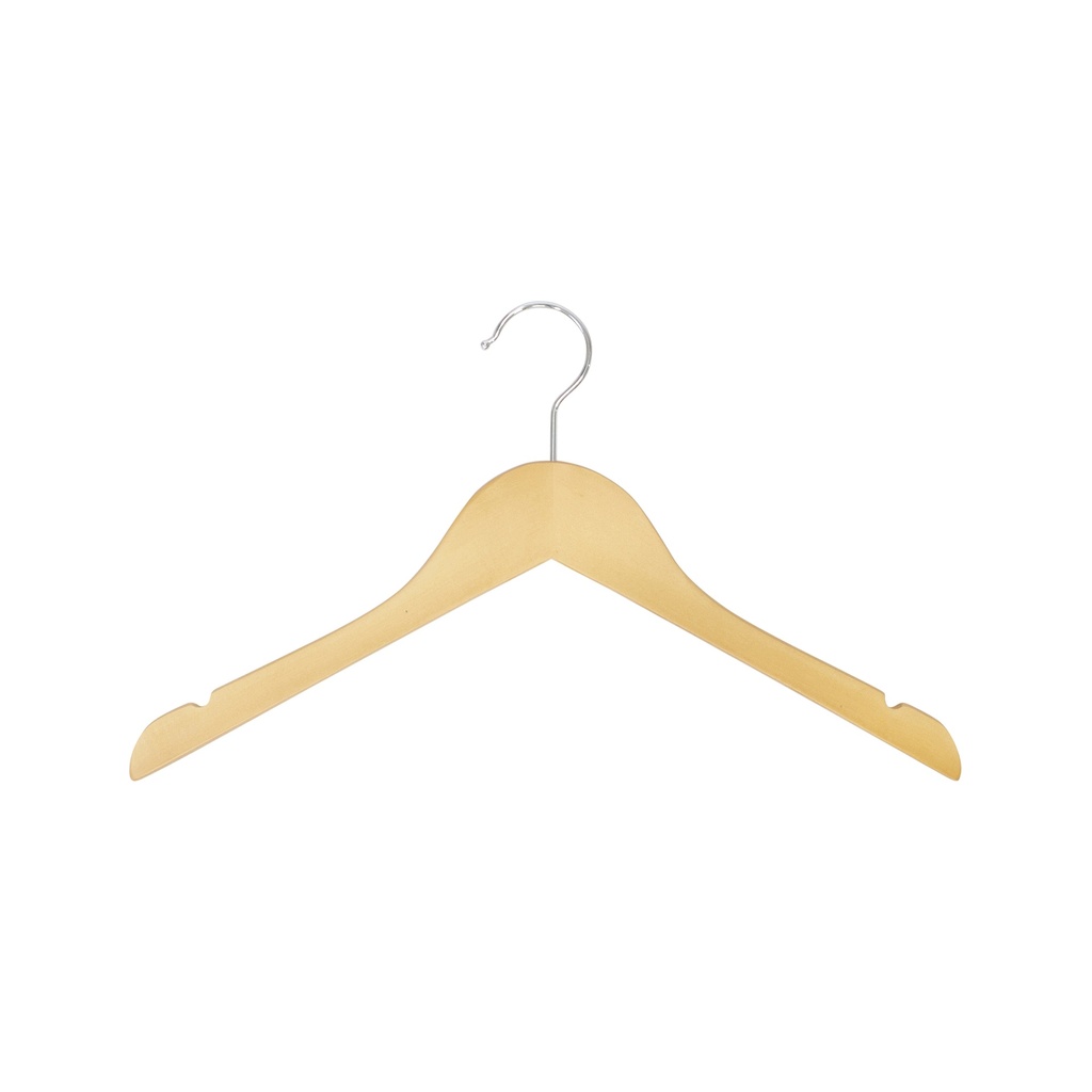 BINK - Clothes hanger for women's clothes, lotus wood, clear varnish, 38 cm, shiny hook - box of 100 pcs