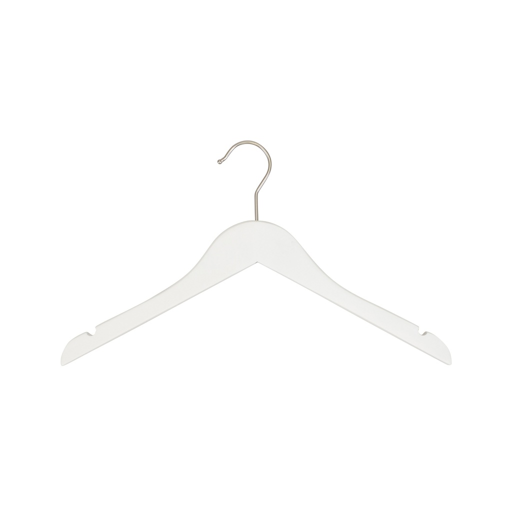 BINK - Witte kledinghanger, breedte 38 cm, lotus hout, nikkel haak - doos van 100 stuks