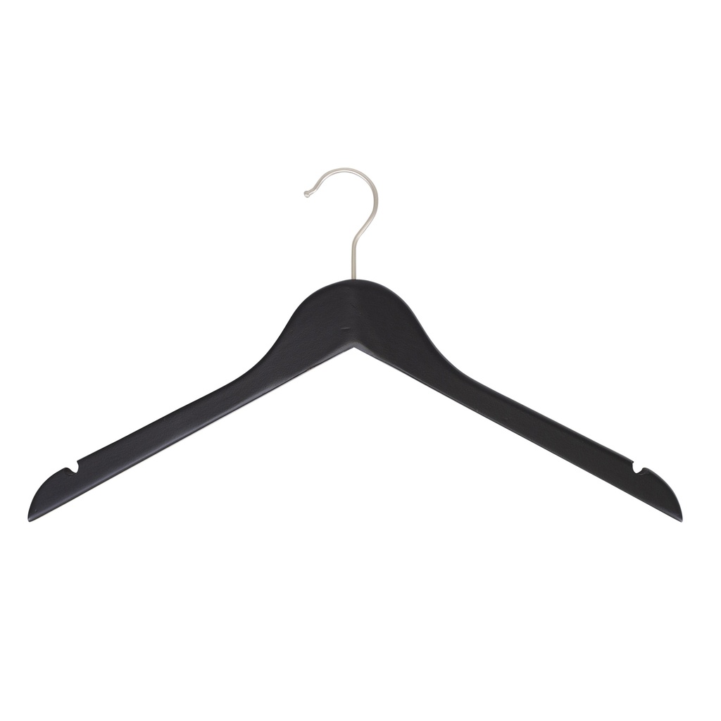 BINK - Zwarte kleerhanger voor bloes/shirt, 44 cm breedte, nikkel haak - doos van 100 stuks.