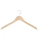 Percha de madera de loto con acabado natural barnizado para ropa de mujeres y hombres, 44 cm de ancho, gancho mate - caja de 100 unidades.